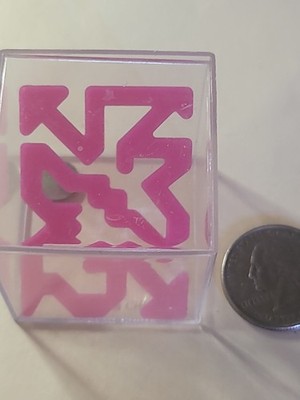 Pink Plastic Brain Teaser 2x2 Cube Puzzle in Clear Case, Ages 8-11