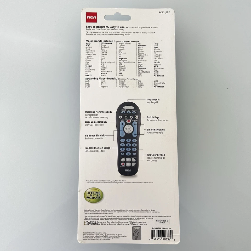 New RCA Big Button 3 Device Universal Remote Black NIB - Image 2 of 2