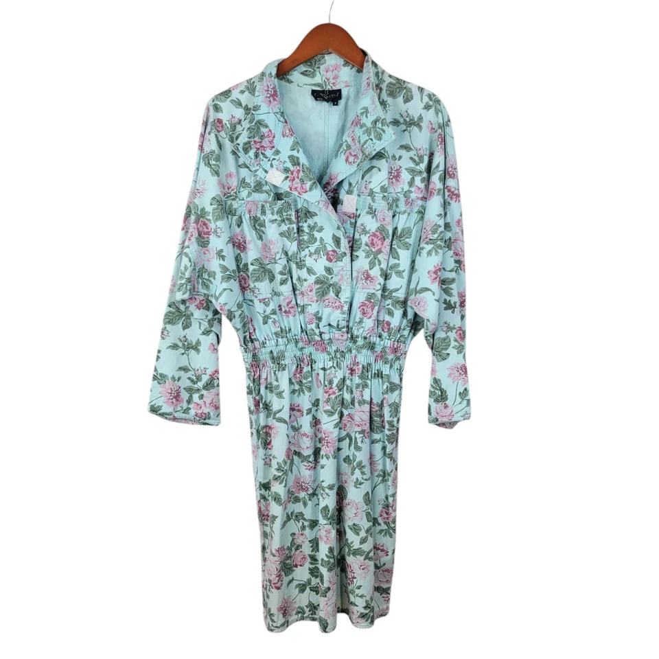 Vestido Chaqueta Moto Denim Vintage Años 80 8 Mediano Azul Vaquero Midi Floral Hasta la Rodilla Foto 2 de 4