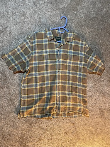 Eddie Bauer, Vintage Eddie Bauer Men's Plaid Short Sleeve Button-Up Shirt w/ Pockets Size L