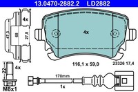 ATE 13.0470-2882.2 Bremsbelagsatz Scheibenbremse FüR VW