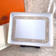 Hermes Paris Egee Soleil Sushi Plate Change Tray Tableware White Porcelain w/Box