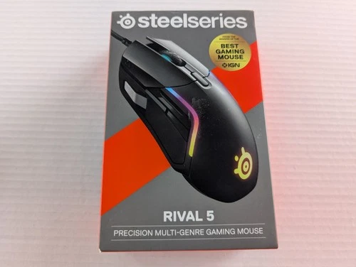 SteelSeries Rival 5 Optical Gaming Mouse - Matte Black Factory Sealed New!