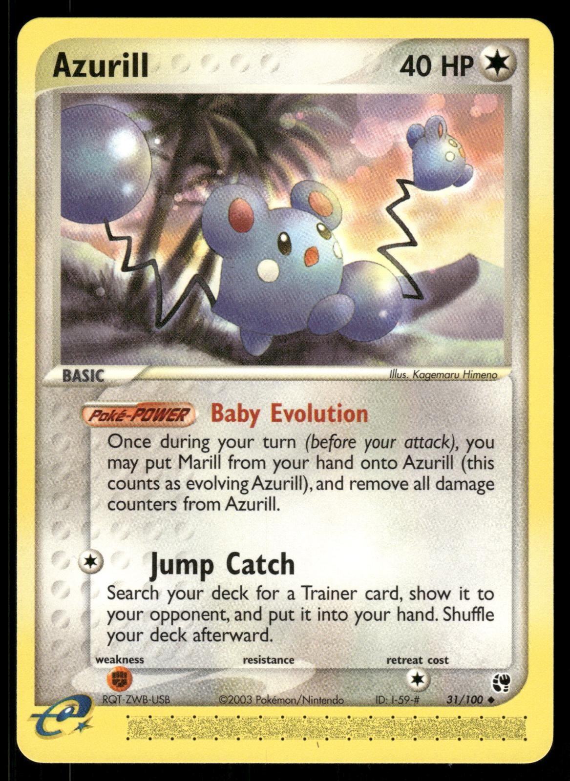 Azurill 31/100 Uncommon Sandstorm Pokemon Lightly Played