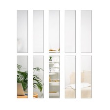 Mirror Tiles, 2''x8'' Mirror Tiles Self Adhesive Stripe Wall Mirror Stickers ...