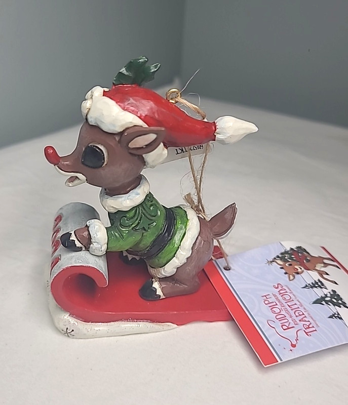 Jim Shore 2024 Rudolph the Red Nosed Reindeer in Sled Ornament  6015720TKT  NEW