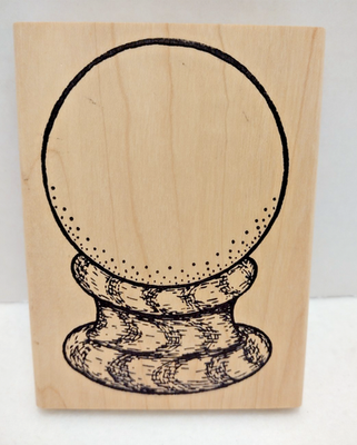 #ad SNOW GLOBE Sarasota Stamps Wood Mounted SEEING STONE Large Stamp $14.95