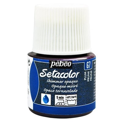 Pebeo - Setacolor Stoff- und Textilfarbe - Deckender Schimmer - Pflaume - 45 ml