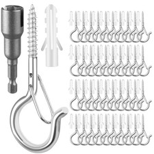 FSAH 96 PCS Q-Hanger Hooks, Screw Hooks for Outdoor String Lights, Safety Buc...