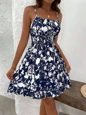 Vintage Blumenmuster Wickelkleid Sommer Minikleid schmeichelhaft vielseitig Stra