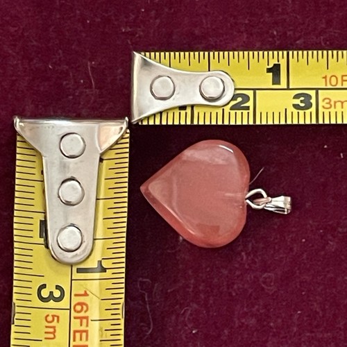 Neu 2er Set Kirschquarz Puff Herz Kristall Charm für Schmuckherstellung Handwerk - Bild 3 von 4