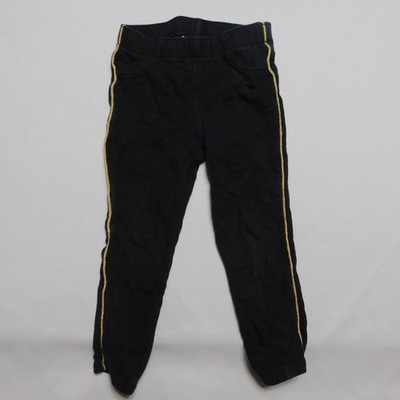 Cat & Jack Toddler Girls 3T Black Leggings Gold Side Stripe Stretch Pants