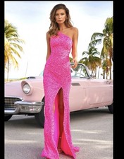 Sherri Hill One Shoulder 54401 Prom Dress New With Tags Size 4 Bright Pink