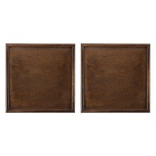 2 Pcs 9.5x9.5 Inch Wooden Serving Tray Square Decorative Platter, Brown
