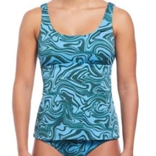 EUC Nike Swirl Scoop Neck Tankini Swim Top SIZE S