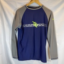 Da Hui Shirt Mens M Blue Gray Long Sleeve Rash Guard Surf Swim