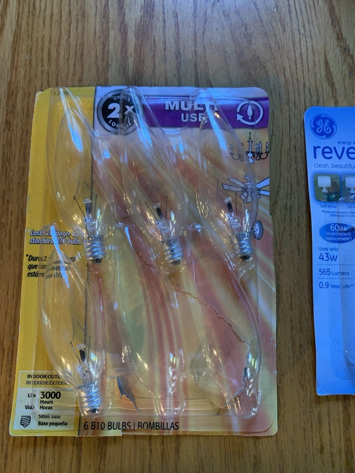 & GE 5 Bulbs 40W Flame Tip Clear BA9 Shape Candelabra Base New Open Container - Image 2 of 4