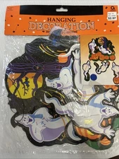 Vintage Amscan Hanging Halloween Decorations  24" Honeycomb Ghost & Pumpkins