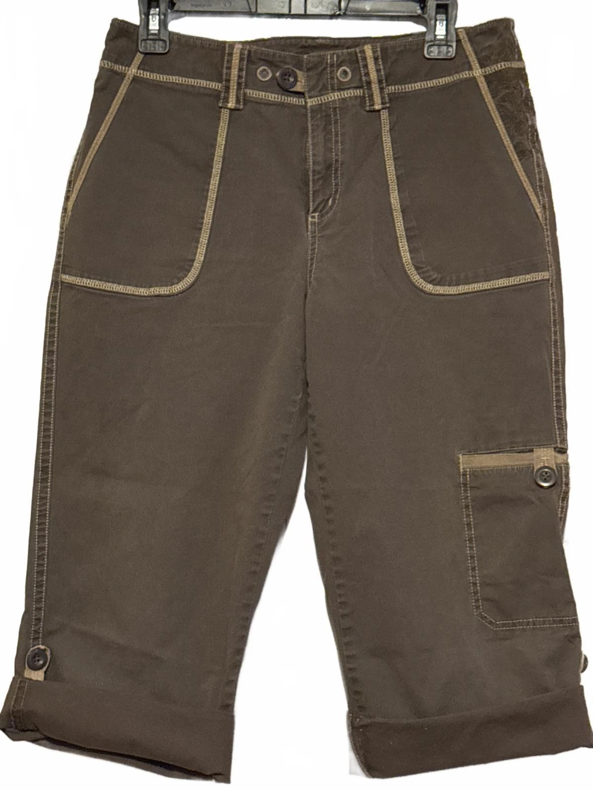 Eddie Bauer Brown Capri Pants with Contrast Stitching