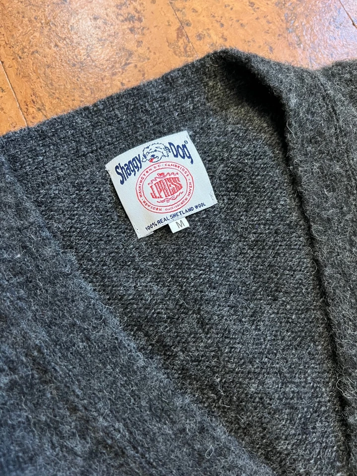 J. Press - Cárdigan Shaggy Dog 100% Lana Shetland - Hecho en Escocia, Talla M Foto 4 de 4