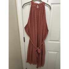 Women’s high neck Swiss dot belted mauve dress size 4xl 