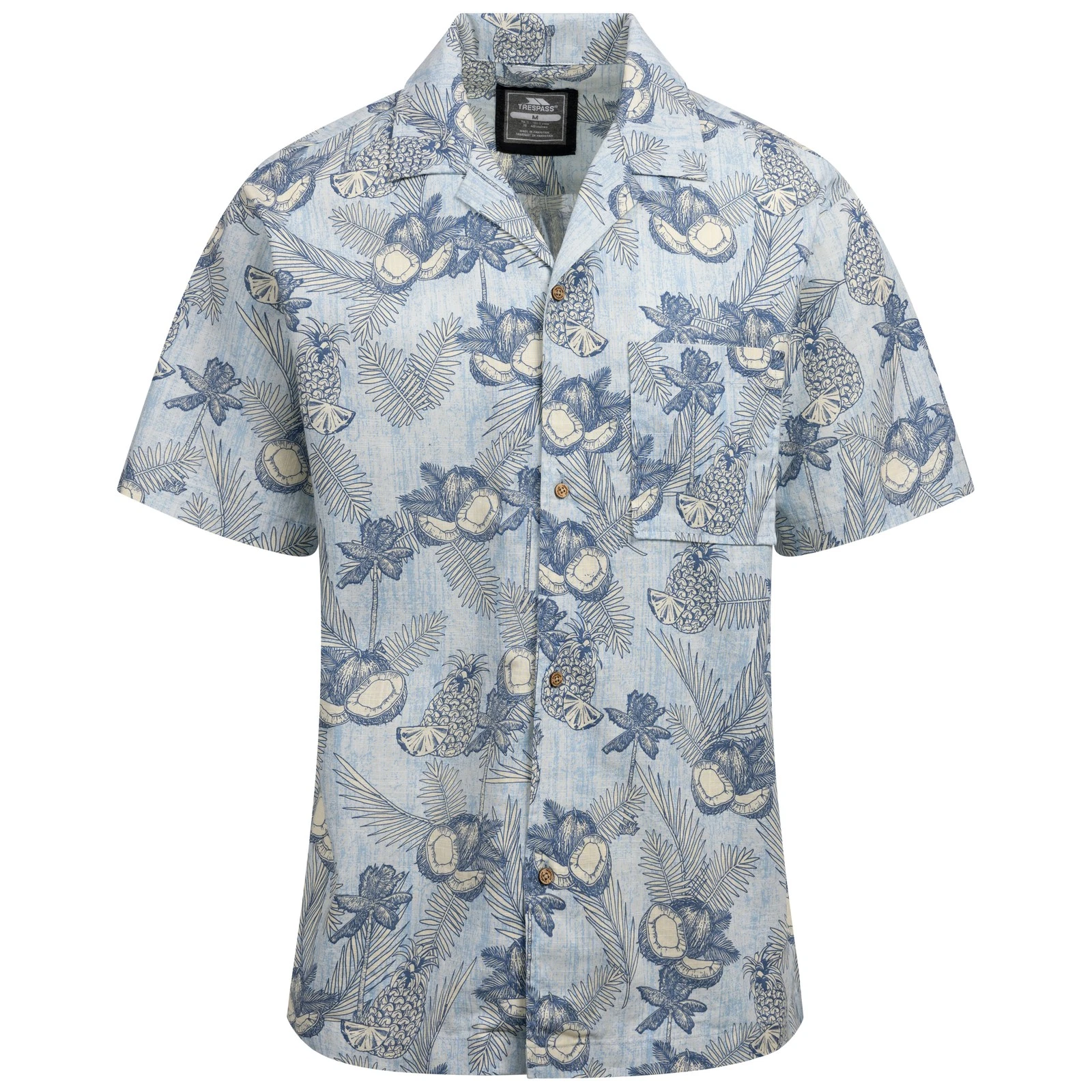 Trespass Mens All Over Print Cuban Collar Casual Shirt - Hart