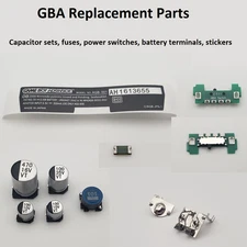 Game Boy Advance Parts - Battery Terminals, Power Switch, Fuse, Capacitors, L R