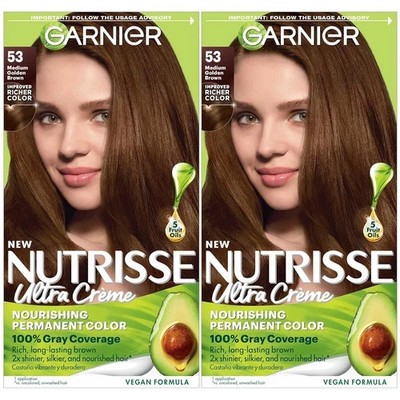 Lot of 2 Garnier Nutrisse Ultra Creme Hair Color 53 Medium Golden Brown Chestnut