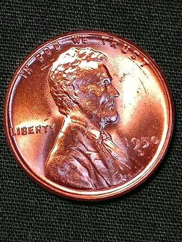 1950-D Lincoln Wheat Cent BRILLIANT RED UNCIRCULATED See Pics Nice Coin
