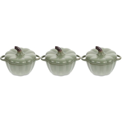 Set of 3 Kürbis-Dessert-Schalen Kind Keramikkürbisschale Mit Deckel - Bild 7 von 12