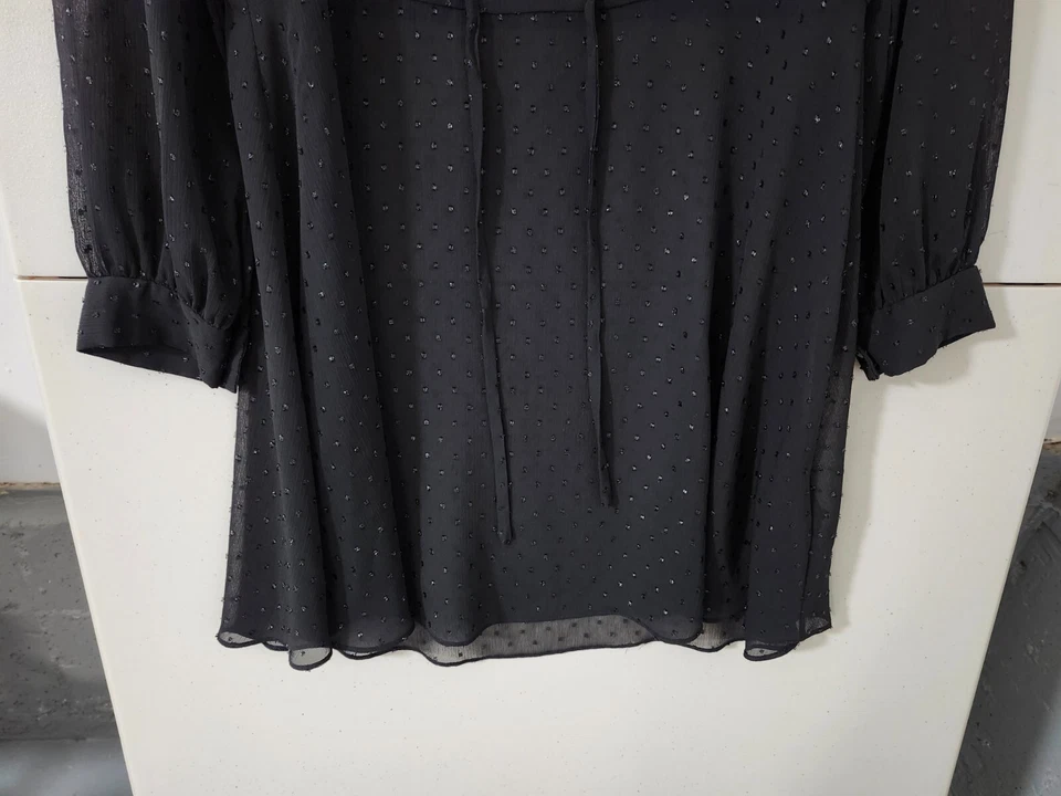 Vestido All Saints Mujer M Negro Veda Brillo Mini Clip Suizo Punto Transparente Cuello en V Corbata Foto 2 de 4