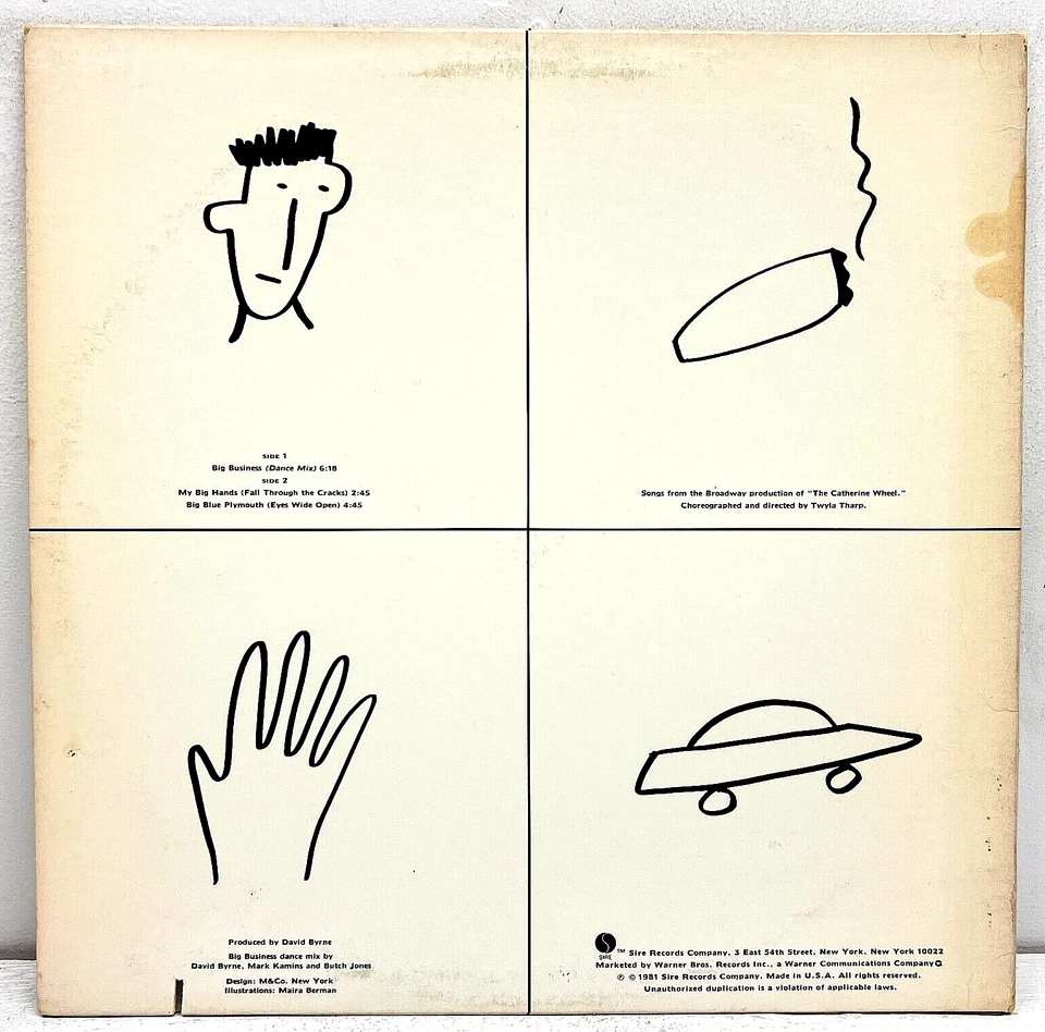 David Byrne 3 Big Songs 1981 Vinyl Sire Records 1st Press 45 RPM Foto 4 de 4