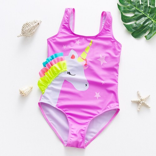 2-16years Girls Swimsuit One Piece Swimsuit Fashion Rainbow Mermaid Swimwear - Picture 37 of 45