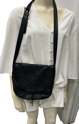 Liza Ganz Black Soft Leather Crossbody Purse 3 Zippers 4  display picture 1