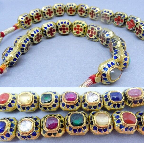 Antique Pair Bracelets Gem 22k Gold Emerald Mugha… - image 3