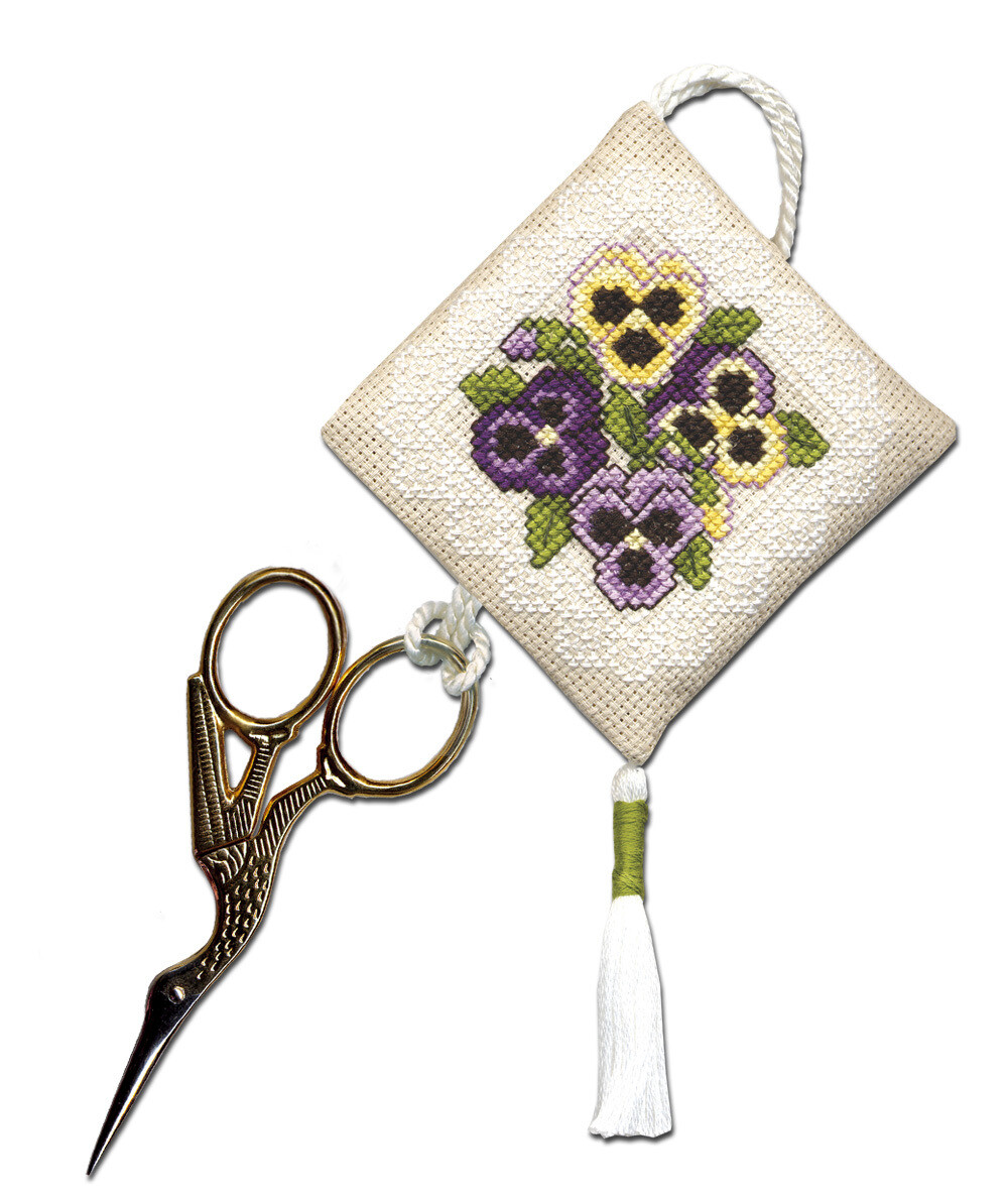 Victorian Pansies Scissor Keep Cross Stitch Kit (Textile Heritage)