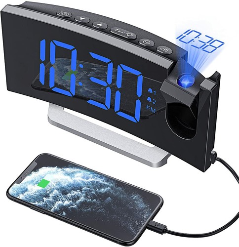 RADIO SVEGLIA OROLOGIO DA COMODINO MULTIFUNZIONE DIGITALE CON PROIETTORE  LED | eBay