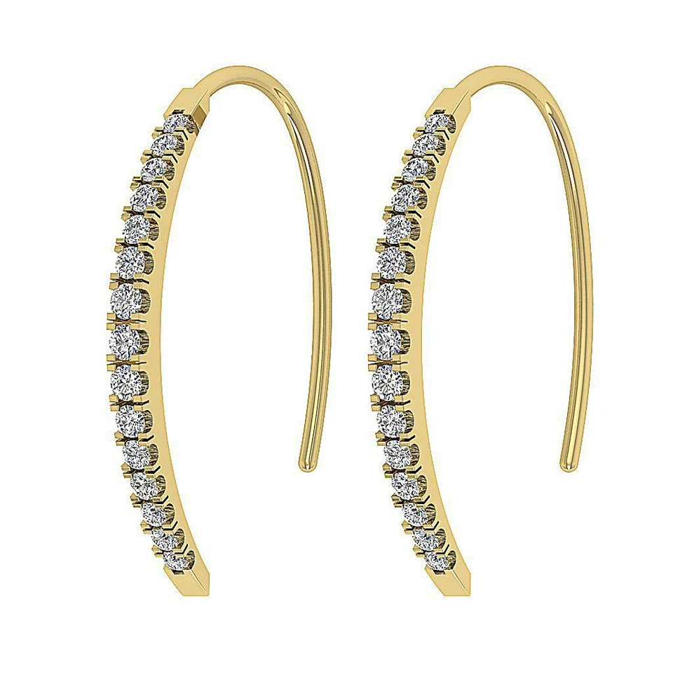 Open Hoops Earrings SI1 G 0.40 Carat Natural Diamond 14K Gold Appraisal 1.65MM - Image 4 of 4