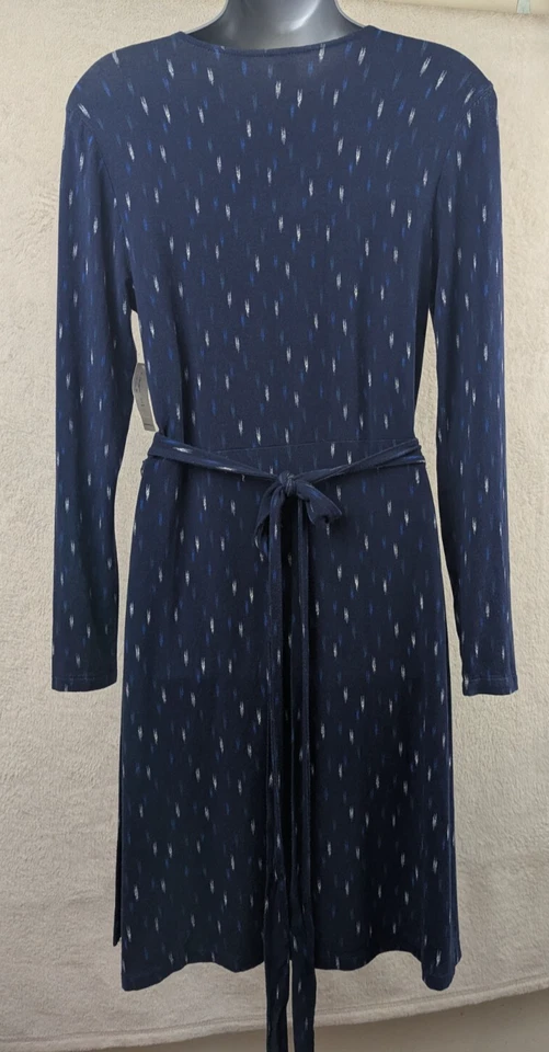 Vestido envolvente Old Navy talla SP tejido azul estampado diseño mangas largas elástico 0764 Foto 3 de 4