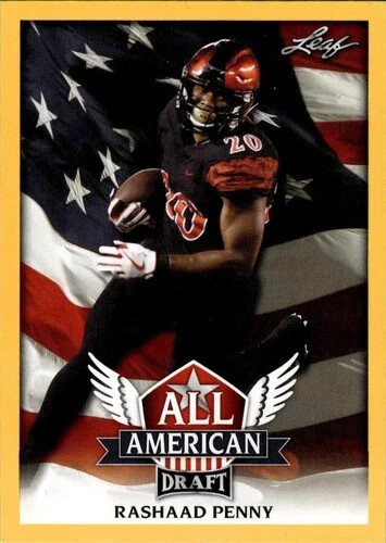 2018 Leaf Draft All-American Gold SP #AA-11 Rashaad Penny Rookie San Diego State
