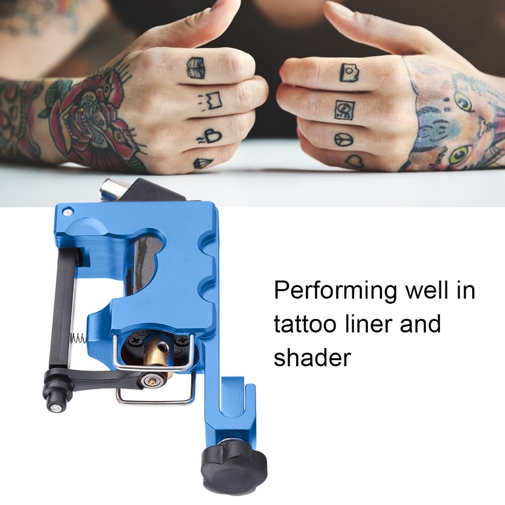 (Blue)Tattoo Machine Kit Strong Power Motor Tattoo Machine Alloy Tattoo