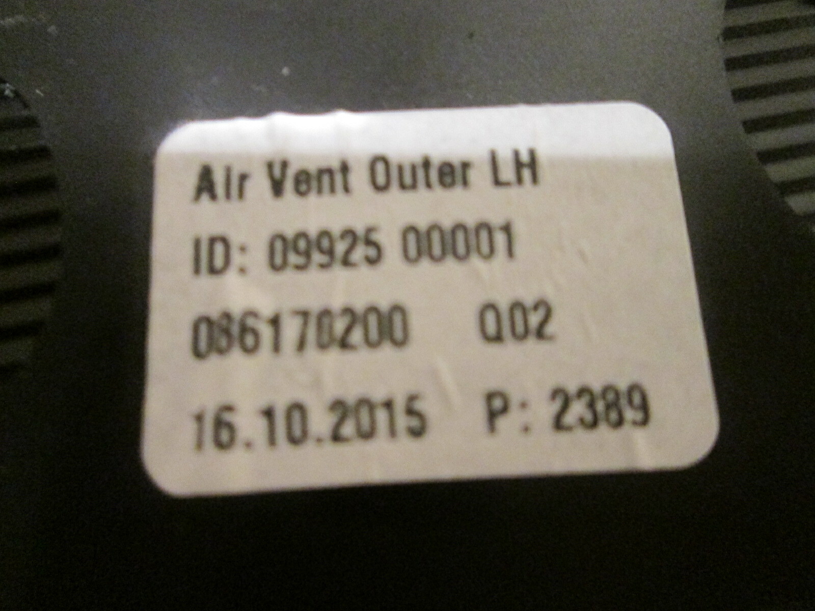 Ferrari 488 - LH Outer Air Vent P/N 86170200
