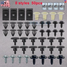 50Pcs Clips Car Door Fender Bumper Panel Fastener Screw Rivets Push Pin Retainer