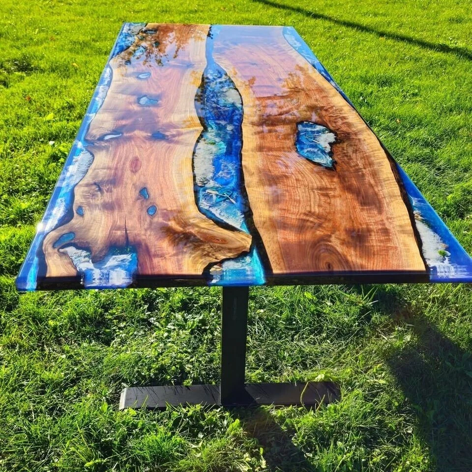 Ocean Epoxy Resin Coffee & Dining Table Top, Wooden Center Table Top Home Decor - Image 3 of 4