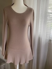 LOFT Ann Taylor Blush Pink Crew Neck Open Knit Lightweight Sweater Size Small