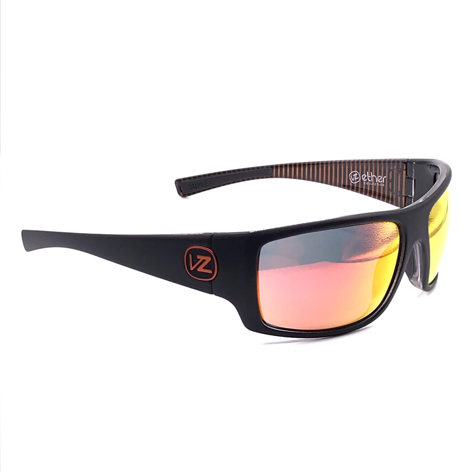 VonZipper Suplex Wrap Sunglasses Black Satin LUX Black and Orange Lunar Chrome - Image 3 of 4