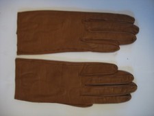 Vintage 8 1/2" BROWN driving Leather Gloves unLined Size 6 - 6 1/2 ROMA