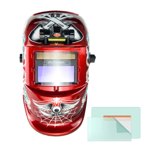 TRQWH Skull Pattern Solar Powered True Color Auto Darkening Welding Helmet