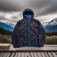 LL Bean Puffer Jacket Youth L 14-16 Blue Hooded Primaloft Full Zip