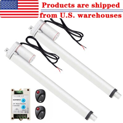 Set of 2 18'' Linear Actuator 12V Motor & Remote Control Heavy Duty 220lbs Car IG